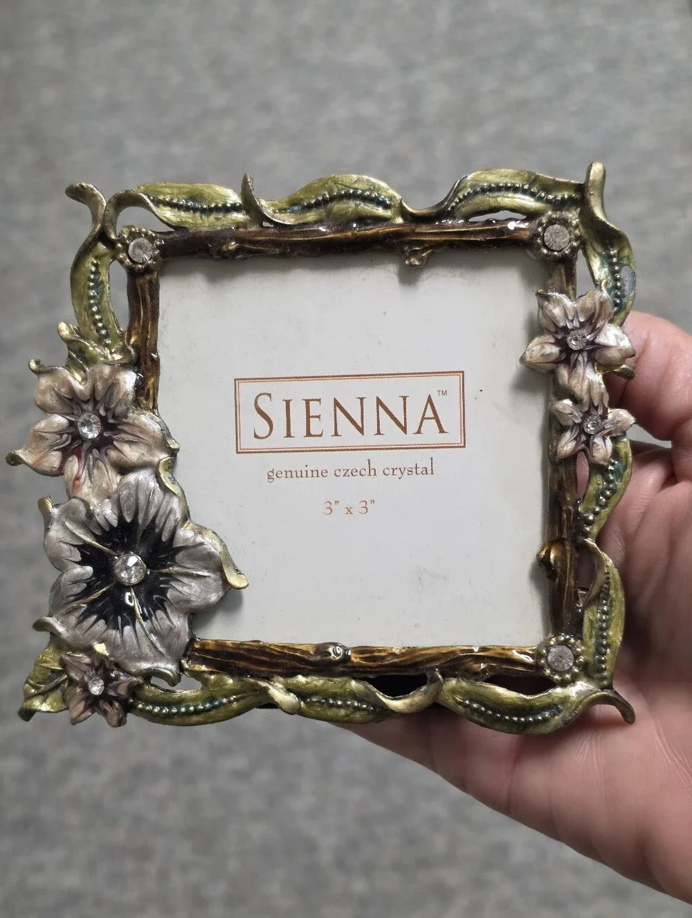 Sienna Designs Floral Enamel & Czech Crystal Photo Frame